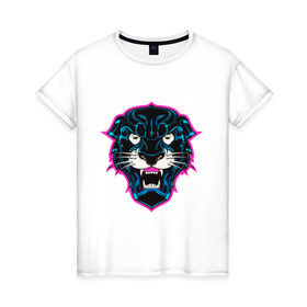 Женская футболка хлопок с принтом Пантера , 100% хлопок | прямой крой, круглый вырез горловины, длина до линии бедер, слегка спущенное плечо | art | kat | panther | swag | арт | кошка | пантера | свэг