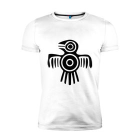 Мужская футболка премиум с принтом Египетская птица , 92% хлопок, 8% лайкра | приталенный силуэт, круглый вырез ворота, длина до линии бедра, короткий рукав | египет | настенный | петроглиф | птица | рисунок