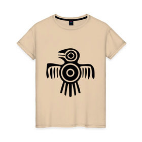 Женская футболка хлопок с принтом Египетская птица , 100% хлопок | прямой крой, круглый вырез горловины, длина до линии бедер, слегка спущенное плечо | египет | настенный | петроглиф | птица | рисунок