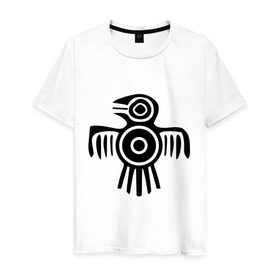 Мужская футболка хлопок с принтом Египетская птица , 100% хлопок | прямой крой, круглый вырез горловины, длина до линии бедер, слегка спущенное плечо. | египет | настенный | петроглиф | птица | рисунок