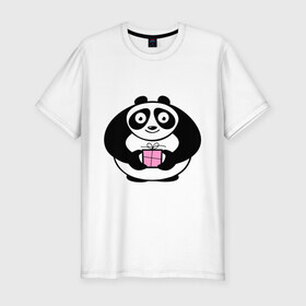 Мужская футболка премиум с принтом Панда с подарком , 92% хлопок, 8% лайкра | приталенный силуэт, круглый вырез ворота, длина до линии бедра, короткий рукав | 