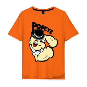 Мужская футболка хлопок Oversize с принтом Моряк Попай , 100% хлопок | свободный крой, круглый ворот, “спинка” длиннее передней части | моряк | мультфильм | папай | шпинат
