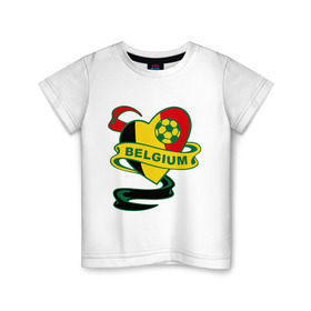 Детская футболка хлопок с принтом Сборная Бельгии по Футболу , 100% хлопок | круглый вырез горловины, полуприлегающий силуэт, длина до линии бедер | belgium | бельгия | мяч | сборная | флаг бельгии | футбол