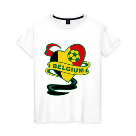 Женская футболка хлопок с принтом Сборная Бельгии по Футболу , 100% хлопок | прямой крой, круглый вырез горловины, длина до линии бедер, слегка спущенное плечо | belgium | бельгия | мяч | сборная | флаг бельгии | футбол