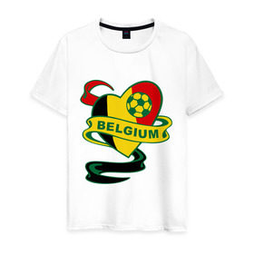 Мужская футболка хлопок с принтом Сборная Бельгии по Футболу , 100% хлопок | прямой крой, круглый вырез горловины, длина до линии бедер, слегка спущенное плечо. | belgium | бельгия | мяч | сборная | флаг бельгии | футбол