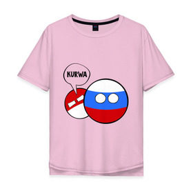 Мужская футболка хлопок Oversize с принтом Курва , 100% хлопок | свободный крой, круглый ворот, “спинка” длиннее передней части | Тематика изображения на принте: country balls | интернет приколы | кантри болс | мемы | польша | россия | страны