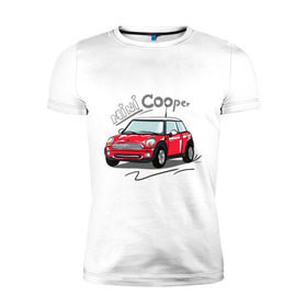 Мужская футболка премиум с принтом Mini Cooper , 92% хлопок, 8% лайкра | приталенный силуэт, круглый вырез ворота, длина до линии бедра, короткий рукав | mini cooper | автомобиль | машина | мини купер | миникупер