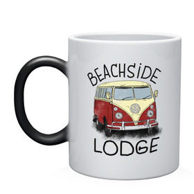 Кружка хамелеон с принтом Beachside lodge , керамика | меняет цвет при нагревании, емкость 330 мл | beachside lodge | автобус | автомобиль | лето | машина | пляж