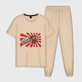 Мужская пижама хлопок с принтом DOMO-JDM , 100% хлопок | брюки и футболка прямого кроя, без карманов, на брюках мягкая резинка на поясе и по низу штанин
 | domo kun | jdm | street racing | style | автотюнинг | домо кун | домокун | японские авто