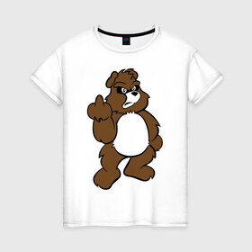 Женская футболка хлопок с принтом Сердитый мишка , 100% хлопок | прямой крой, круглый вырез горловины, длина до линии бедер, слегка спущенное плечо | злой | медведь | мишка | сердитый