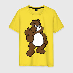 Мужская футболка хлопок с принтом Сердитый мишка , 100% хлопок | прямой крой, круглый вырез горловины, длина до линии бедер, слегка спущенное плечо. | злой | медведь | мишка | сердитый