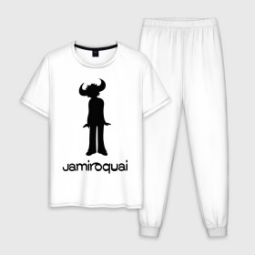 Мужская пижама хлопок с принтом Jamiroquai , 100% хлопок | брюки и футболка прямого кроя, без карманов, на брюках мягкая резинка на поясе и по низу штанин
 | funk | jamiroquai | jazz | джаз | джамирокуай | фанк
