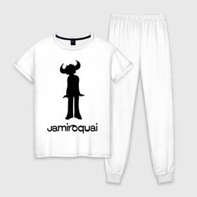 Женская пижама хлопок с принтом Jamiroquai , 100% хлопок | брюки и футболка прямого кроя, без карманов, на брюках мягкая резинка на поясе и по низу штанин | funk | jamiroquai | jazz | джаз | джамирокуай | фанк