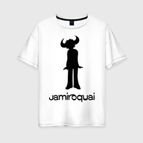 Женская футболка хлопок Oversize с принтом Jamiroquai , 100% хлопок | свободный крой, круглый ворот, спущенный рукав, длина до линии бедер
 | funk | jamiroquai | jazz | джаз | джамирокуай | фанк