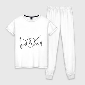 Женская пижама хлопок с принтом Aerosmith (draw logo) , 100% хлопок | брюки и футболка прямого кроя, без карманов, на брюках мягкая резинка на поясе и по низу штанин | aerosmith | draw | logo | логотип | рисованный