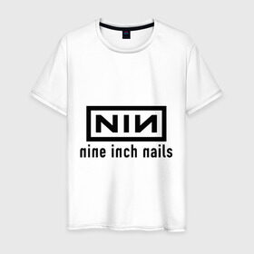 Мужская футболка хлопок с принтом Nine inch nails logo , 100% хлопок | прямой крой, круглый вырез горловины, длина до линии бедер, слегка спущенное плечо. | Тематика изображения на принте: inch | logo | nails | nine | лого