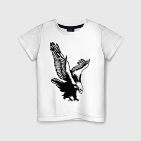 Детская футболка хлопок с принтом Орлиный размах крыльев , 100% хлопок | круглый вырез горловины, полуприлегающий силуэт, длина до линии бедер | Тематика изображения на принте: взлет | кондор | коршун | орел | полет | птица | сокол