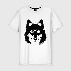 Мужская футболка премиум с принтом Северный волк , 92% хлопок, 8% лайкра | приталенный силуэт, круглый вырез ворота, длина до линии бедра, короткий рукав | Тематика изображения на принте: волк | голова | север