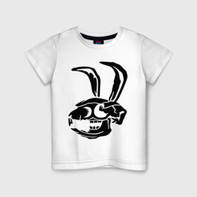 Детская футболка хлопок с принтом Дохлый кролик , 100% хлопок | круглый вырез горловины, полуприлегающий силуэт, длина до линии бедер | скелет