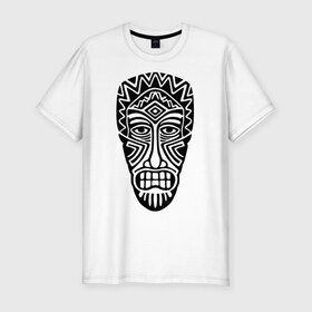 Мужская футболка премиум с принтом Маска аборигенов , 92% хлопок, 8% лайкра | приталенный силуэт, круглый вырез ворота, длина до линии бедра, короткий рукав | абориген | маска | племя | тотем | туземец | шаман