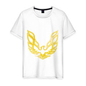 Мужская футболка хлопок с принтом Золотой феникс , 100% хлопок | прямой крой, круглый вырез горловины, длина до линии бедер, слегка спущенное плечо. | Тематика изображения на принте: крылья