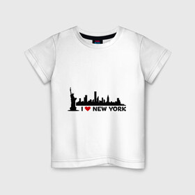 Детская футболка хлопок с принтом I love NY (панорама) , 100% хлопок | круглый вырез горловины, полуприлегающий силуэт, длина до линии бедер | i | love | new | york | город | йорк | люблю | нью | панорама | свобода | статуя | я