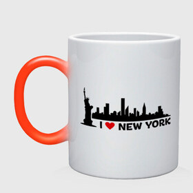 Кружка хамелеон с принтом I love NY (панорама) , керамика | меняет цвет при нагревании, емкость 330 мл | i | love | new | york | город | йорк | люблю | нью | панорама | свобода | статуя | я