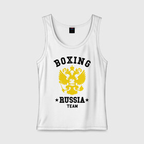 Женская майка хлопок с принтом Boxing Russia Team , 95% хлопок, 5% эластан |  | boxing | russia | team | бокс | герб | орел | россия | русский