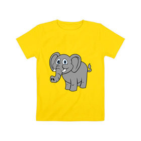 Детская футболка хлопок с принтом Милый слоник , 100% хлопок | круглый вырез горловины, полуприлегающий силуэт, длина до линии бедер | Тематика изображения на принте: слон
