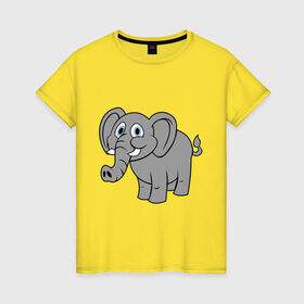 Женская футболка хлопок с принтом Милый слоник , 100% хлопок | прямой крой, круглый вырез горловины, длина до линии бедер, слегка спущенное плечо | слон