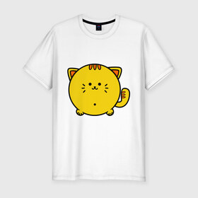 Мужская футболка премиум с принтом Пухлый котик , 92% хлопок, 8% лайкра | приталенный силуэт, круглый вырез ворота, длина до линии бедра, короткий рукав | 