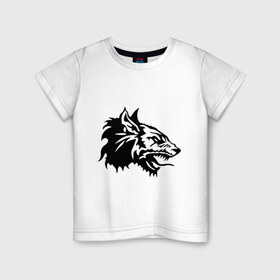 Детская футболка хлопок с принтом Злой оборотень , 100% хлопок | круглый вырез горловины, полуприлегающий силуэт, длина до линии бедер | вервольф | волк | голова | злой | оборотень
