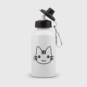 Бутылка спортивная с принтом Няшная киса , металл | емкость — 500 мл, в комплекте две пластиковые крышки и карабин для крепления | киса | кот | кошка | милый | нэко | няшный | японский