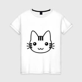 Женская футболка хлопок с принтом Няшная киса , 100% хлопок | прямой крой, круглый вырез горловины, длина до линии бедер, слегка спущенное плечо | киса | кот | кошка | милый | нэко | няшный | японский