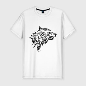 Мужская футболка премиум с принтом Злой волк , 92% хлопок, 8% лайкра | приталенный силуэт, круглый вырез ворота, длина до линии бедра, короткий рукав | волк | голова | дикий | злой | тату | хищный