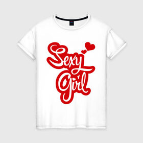 Женская футболка хлопок с принтом Sexy girl , 100% хлопок | прямой крой, круглый вырез горловины, длина до линии бедер, слегка спущенное плечо | girl | девушка