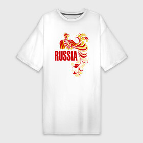 Платье-футболка хлопок с принтом Россия ,  |  | жар | золотая | металл | патриот | птица | россия | русский