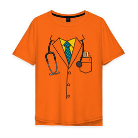 Мужская футболка хлопок Oversize с принтом Халат врача , 100% хлопок | свободный крой, круглый ворот, “спинка” длиннее передней части | Тематика изображения на принте: врач | врачам | доктор | докторам | костюм врача | медик | медикам | стетоскоп | халат врача