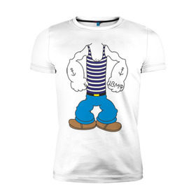 Мужская футболка премиум с принтом Костюм морячка , 92% хлопок, 8% лайкра | приталенный силуэт, круглый вырез ворота, длина до линии бедра, короткий рукав | вмф | военно морской флот | морской флот | моряк | морячок | якорь