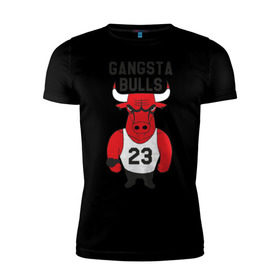 Мужская футболка премиум с принтом Gangsta Bulls , 92% хлопок, 8% лайкра | приталенный силуэт, круглый вырез ворота, длина до линии бедра, короткий рукав | bulls | chicago | gangsta | бык | гангстер | чикаго