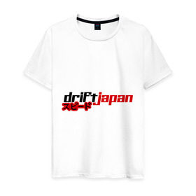 Мужская футболка хлопок с принтом DRIFT JAPAN streetstyle , 100% хлопок | прямой крой, круглый вырез горловины, длина до линии бедер, слегка спущенное плечо. | дрифт