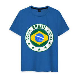 Мужская футболка хлопок с принтом Brazil - Бразилия ЧМ-2014 , 100% хлопок | прямой крой, круглый вырез горловины, длина до линии бедер, слегка спущенное плечо. | бразилия