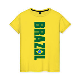 Женская футболка хлопок с принтом Футбол Бразилия , 100% хлопок | прямой крой, круглый вырез горловины, длина до линии бедер, слегка спущенное плечо | бразилия