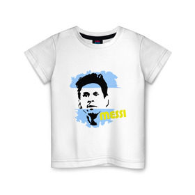 Детская футболка хлопок с принтом Месси (Messi) , 100% хлопок | круглый вырез горловины, полуприлегающий силуэт, длина до линии бедер | argentina | football | lionel | messi | аргентина | футбол