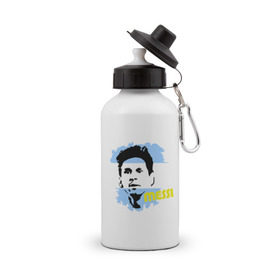Бутылка спортивная с принтом Месси (Messi) , металл | емкость — 500 мл, в комплекте две пластиковые крышки и карабин для крепления | argentina | football | lionel | messi | аргентина | футбол