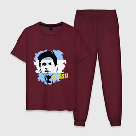 Мужская пижама хлопок с принтом Месси (Messi) , 100% хлопок | брюки и футболка прямого кроя, без карманов, на брюках мягкая резинка на поясе и по низу штанин
 | argentina | football | lionel | messi | аргентина | футбол