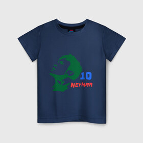 Детская футболка хлопок с принтом Неймар (Neymar) , 100% хлопок | круглый вырез горловины, полуприлегающий силуэт, длина до линии бедер | неймар