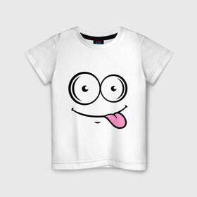 Детская футболка хлопок с принтом Кайфушки , 100% хлопок | круглый вырез горловины, полуприлегающий силуэт, длина до линии бедер | Тематика изображения на принте: кайфушки | лыба | рожица | смайл | улыбка | язык