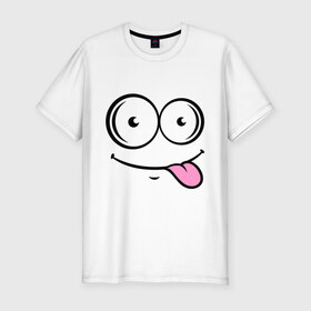 Мужская футболка премиум с принтом Кайфушки , 92% хлопок, 8% лайкра | приталенный силуэт, круглый вырез ворота, длина до линии бедра, короткий рукав | кайфушки | лыба | рожица | смайл | улыбка | язык