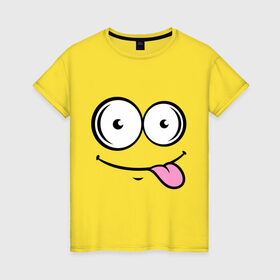 Женская футболка хлопок с принтом Кайфушки , 100% хлопок | прямой крой, круглый вырез горловины, длина до линии бедер, слегка спущенное плечо | кайфушки | лыба | рожица | смайл | улыбка | язык